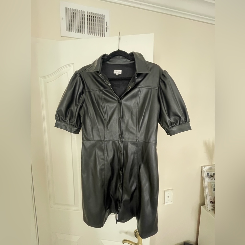 Pleather button up dress